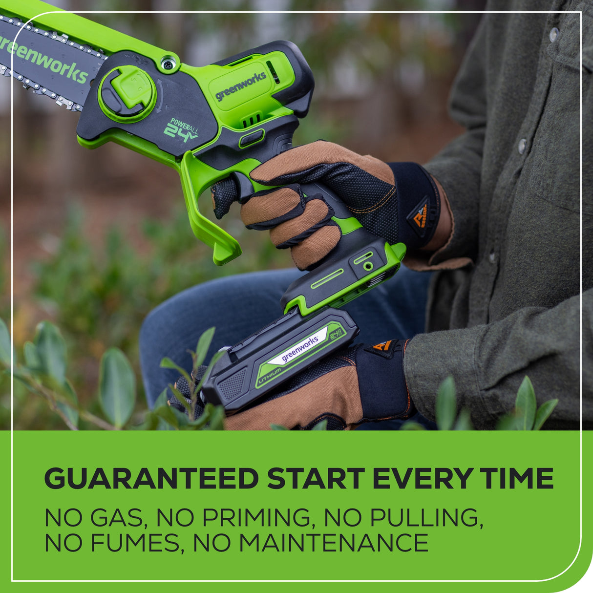 Scie d'élagage sans balais 24 V, 6 pouces (Outil seulement)