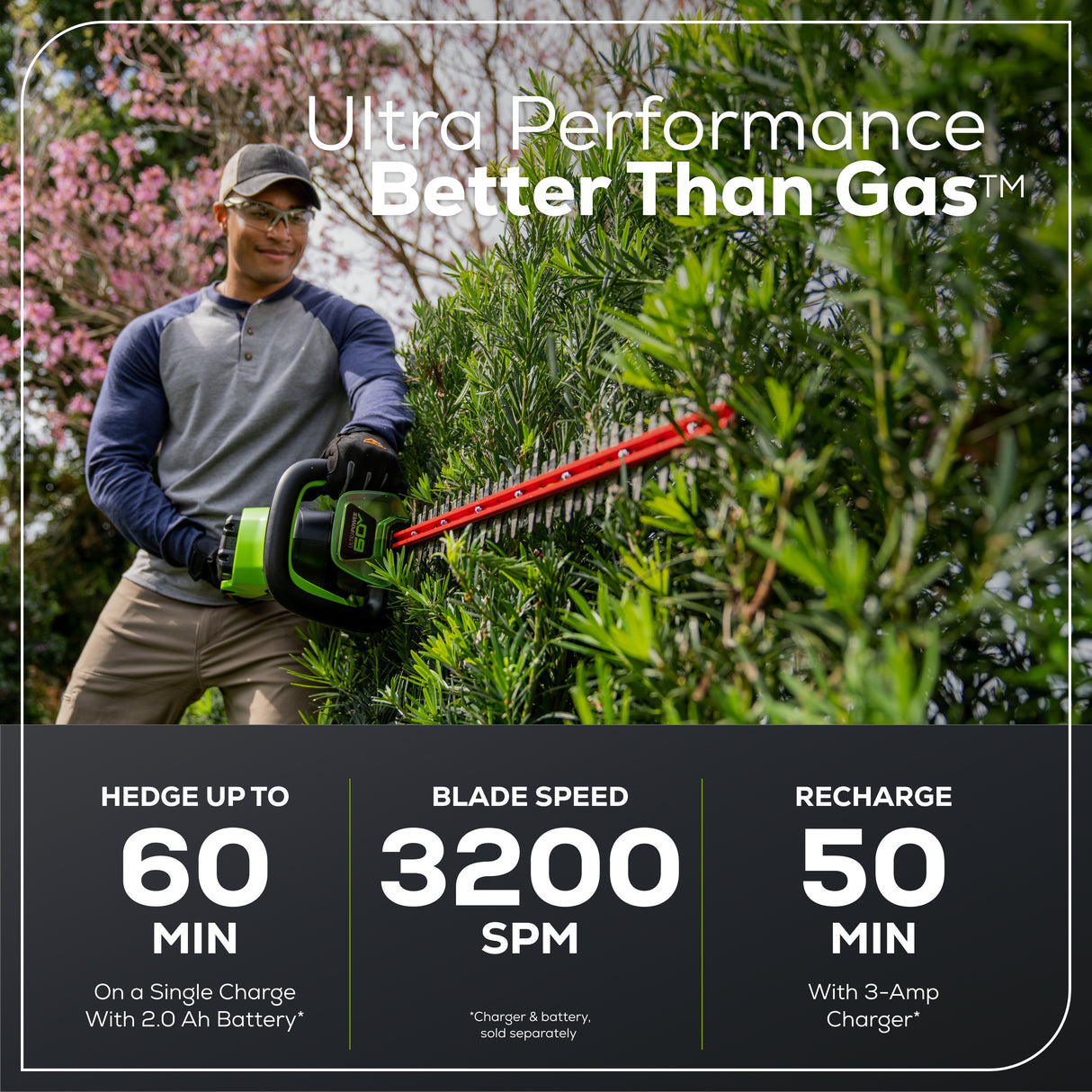 60V Pro 26" Hedge Trimmer, 2.0Ah Battery and Charger Included