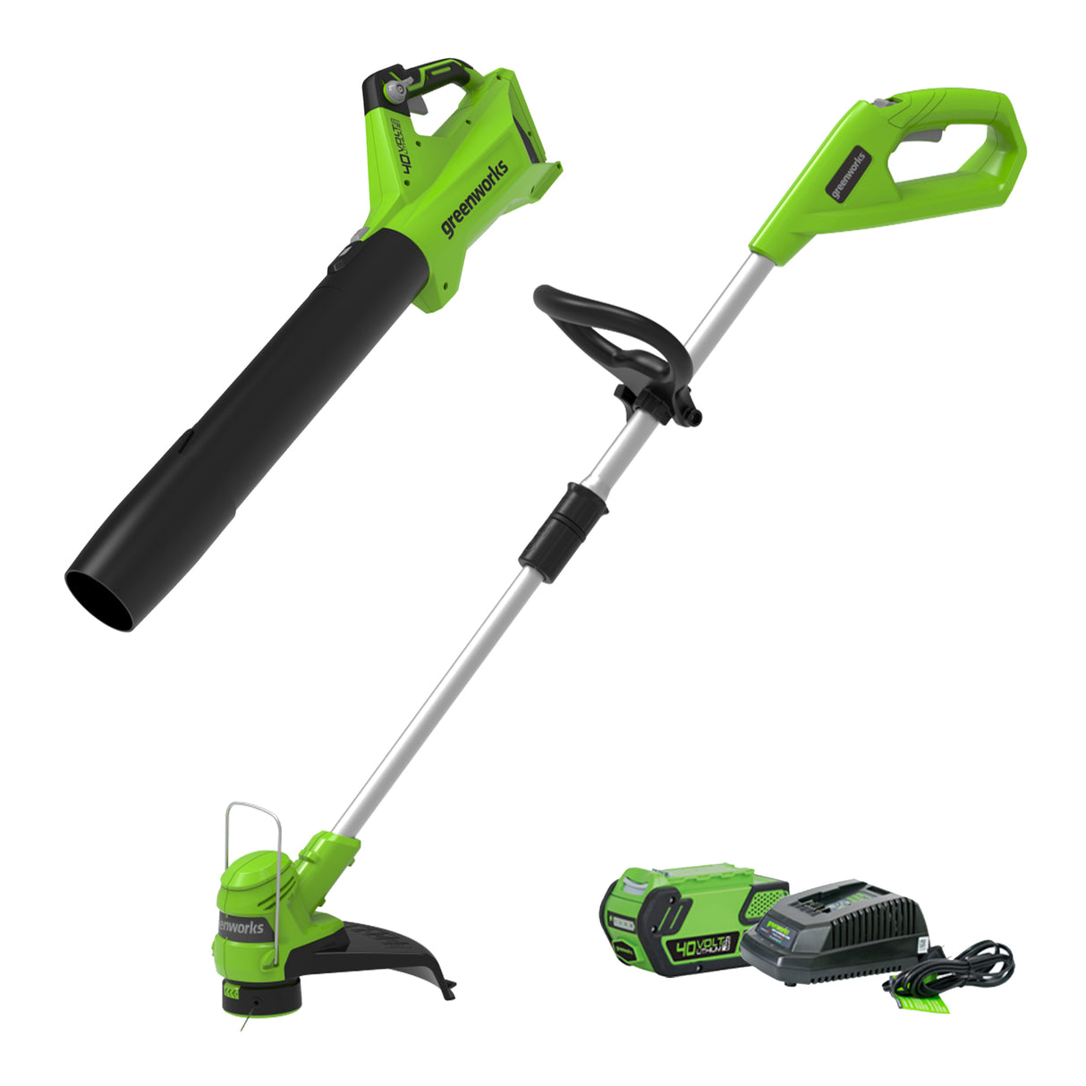 40V 12" String Trimmer & 40V 120 MPH - 450 CFM Jet Blower, 4.0Ah Battery and Charger Included