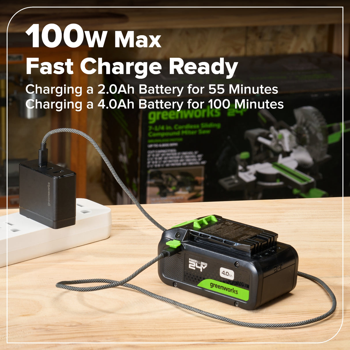 Greenworks 24V Brushless 6-Piece Power Tool Combo Kit, (1) 4.0Ah & (1) 2.0Ah USB-C Batteries, 65W USB-C Fast Charger Included