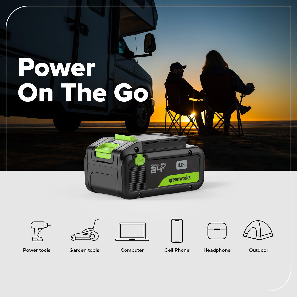 Greenworks 24V Brushless 6-Piece Power Tool Combo Kit, (1) 4.0Ah & (1) 2.0Ah USB-C Batteries, 65W USB-C Fast Charger Included