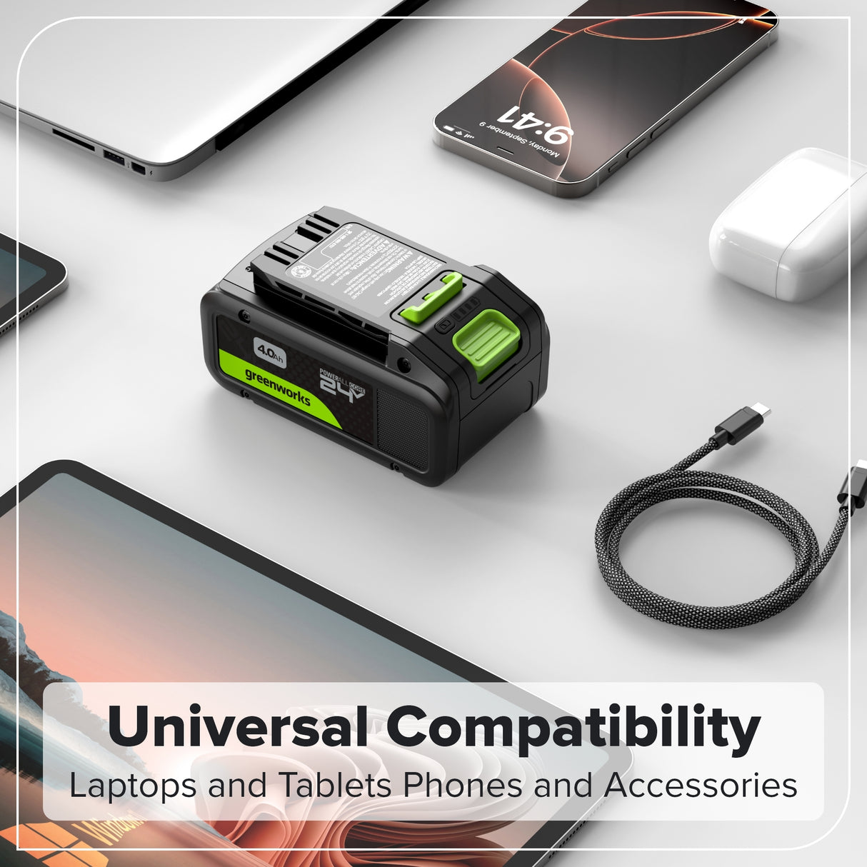 24V Brushless 4-Piece Power Tool Combo Kit – Drill/Driver, Circular Saw, Impact Driver, LED Flashlight, (1) 4.0Ah & (1) 2.0Ah USB-C Batteries, 65W USB-C Fast Charger Included