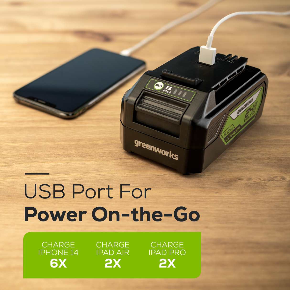 24V 5.0Ah Lithium-Ion USB Battery