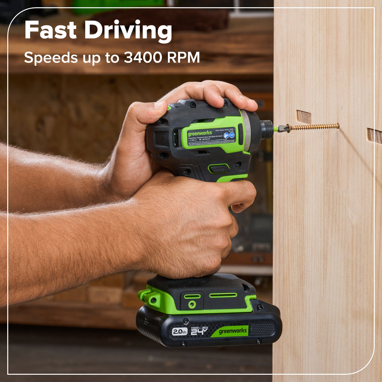 24V 1/4" 1950 in/lbs Brushless Impact Driver Kit – 2.0Ah USB-C Battery & 30W USB-C Fast Charger Included