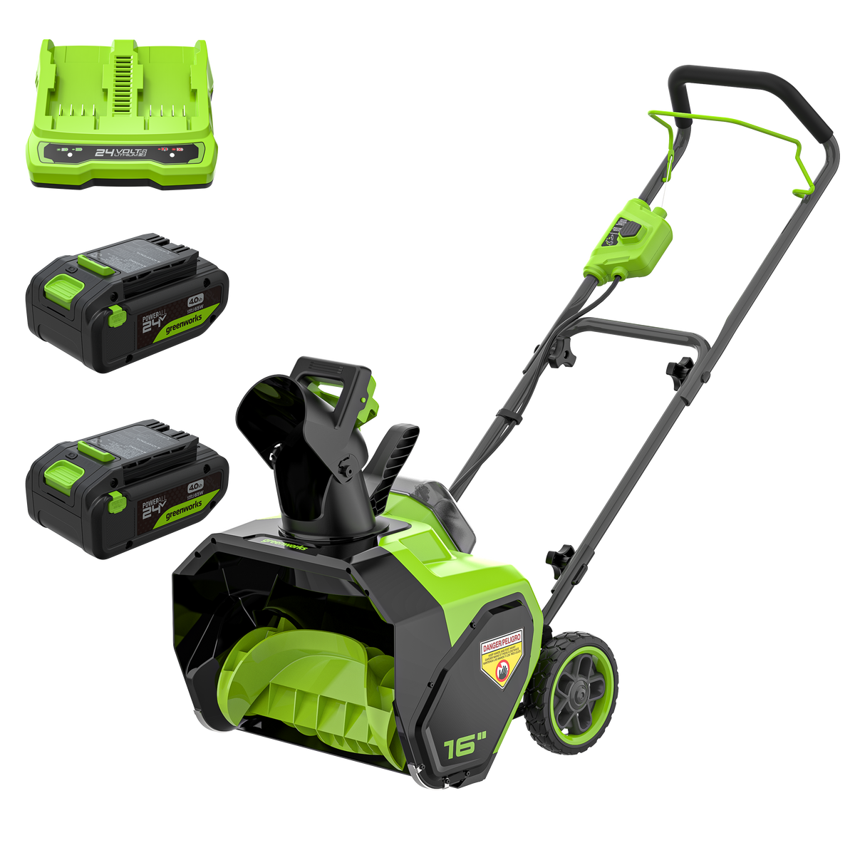 48V (24Vx2) 16" Snow Thrower, (2) 4.0Ah Batteries and Charger Included