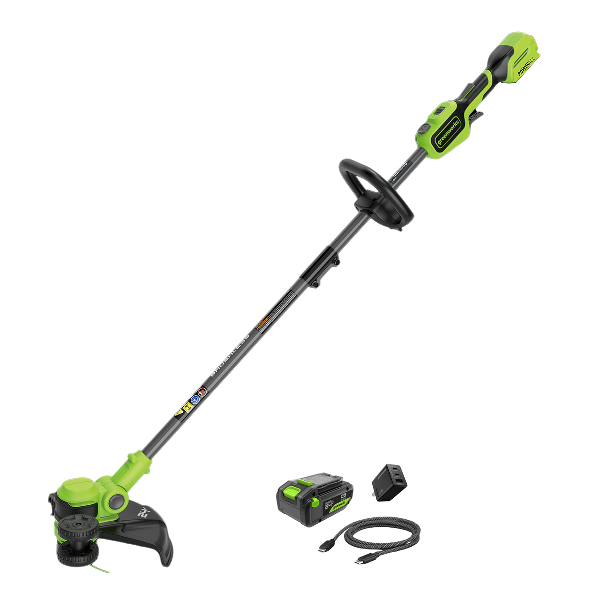 24V 13" Brushless String Trimmer, 4.0Ah 21700 Battery and 65W Type-C Charger with 3-FT Cable Included