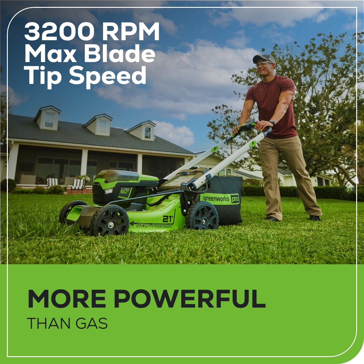 60V 21" Cordless Battery Self-Propelled Lawn Mower, (2) 4.0Ah Batteries & Dual Port Charger Included