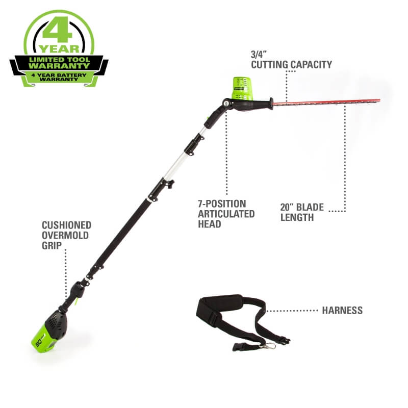 Greenworks pole saw and deals hedge trimmer