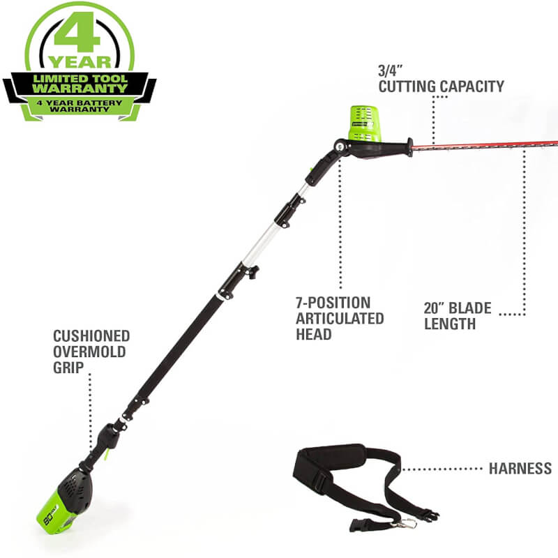 80V 20" Pole Hedge Trimmer (Tool Only)