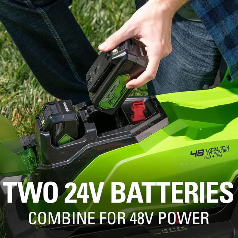48V (2x24V) 17" Lawn Mower, (2) 4.0Ah Batteries and Charger Included - MO48B2210