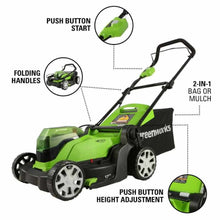 Load image into Gallery viewer, 48V (2x24V) 17&quot; Lawn Mower, (2) 4.0Ah Batteries and Charger Included - MO48B2210
