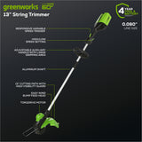 60V 13" Cordless String Trimmer & Leaf Blower Combo Kit, 4.0 Ah Battery and Charger Included