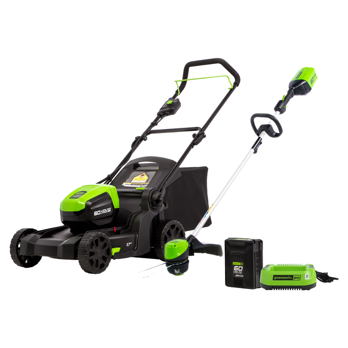 60V 17" Lawn Mower & 60V 13" String Trimmer Combo Kit, 4.0Ah Battery and Charger Included