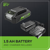 24V Shear Shrubber, 1.5Ah USB Battery and Charger Included