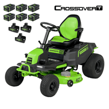 Cargar imagen en el visor de la galería, 80V 42&quot; Crossover T Tractor Riding Lawn Mower, (6) 5.0Ah Batteries and (3) Dual Port Chargers
