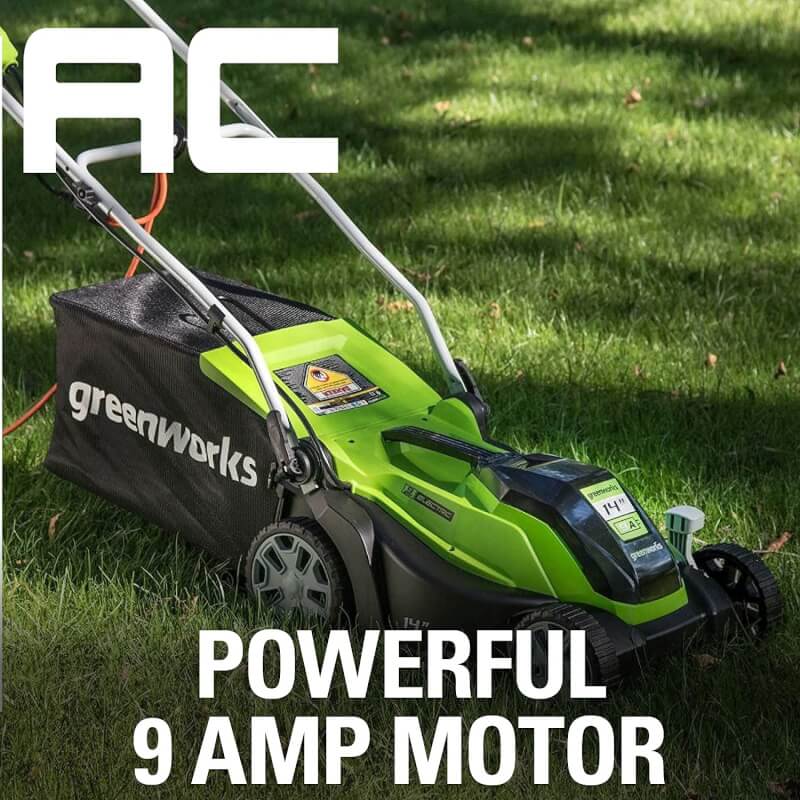 Greenworks 14 Inch 9 Amp Corded Lawn Mower MO09B01 Greenworks Tools Canada Inc