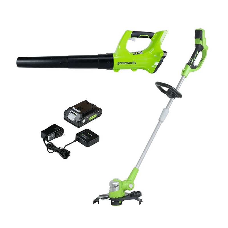 24V String Trimmer and 100 MPH - 330 CFM Jet Blower Combo, 2.0Ah Battery and Charger Included