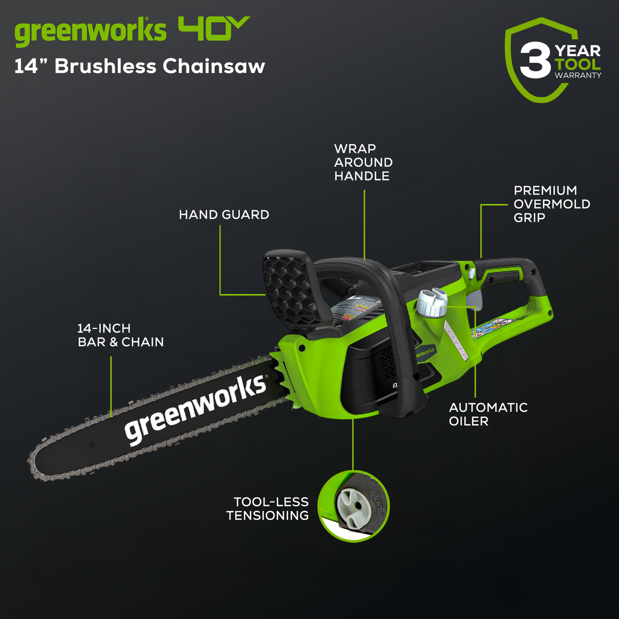 40V 14" Brushless Chainsaw (Tool Only) - 2000600