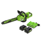 48V (2x24V) 14" Cordless Battery Chainsaw, (2) 4.0 Ah USB Batteries & Dual Port Charger Included