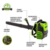 80V 180 MPH - 610 CFM Brushless Backpack Blower (Tool Only) - BPB80L00 (Available at Costco)