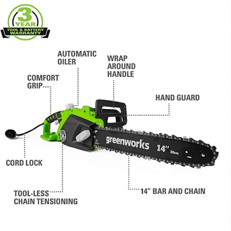 Greenworks 10.5 Amp Corded 14-Inch Chainsaw