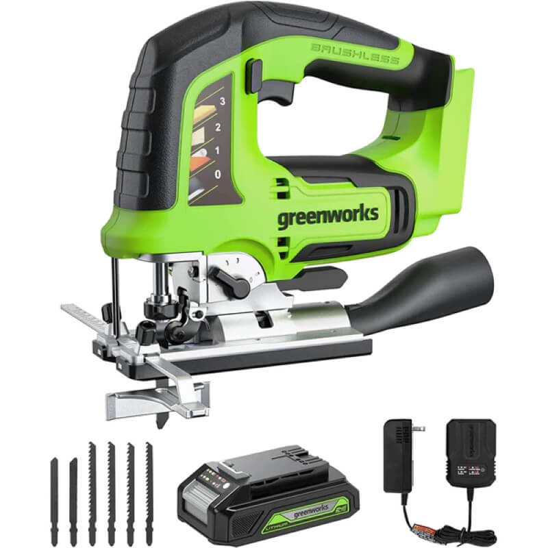 24V Blushless Jig Saw, 2.0Ah Battery & Charger Included