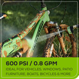 Ensemble de laveuse à pression à batterie 24 V, 600 PSI (lb/po²), (2) batteries 2,0 Ah et chargeur inclus. PLUS : Gant de lavage inclus.