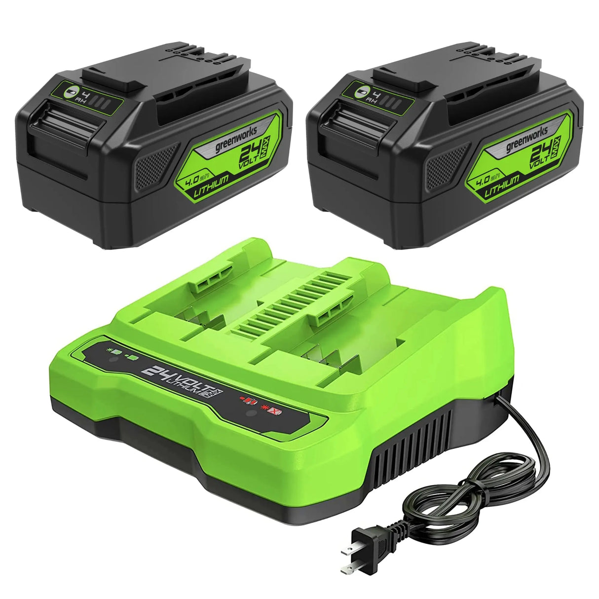 Greenworks 24V 4.0Ah USB Battery (2-Pack) Starter Kit and Dual Port Rapid Charger