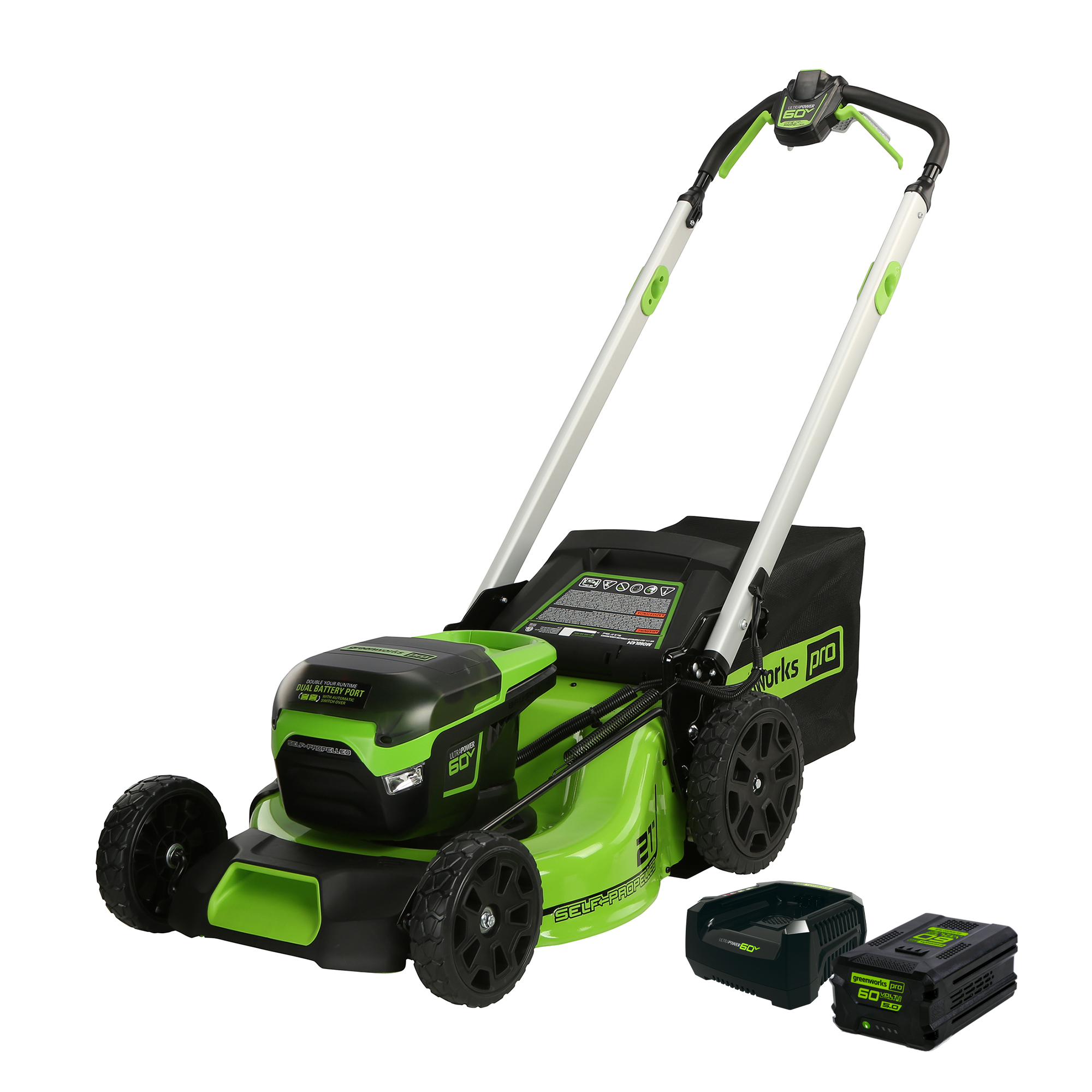 60V 21 Brushless Self-Propelled Lawn Mower, 5.0Ah Battery and Charger –  Greenworks Tools Canada Inc.