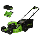 48V (24V x 2) 21" Brushless Self-Propelled Mower, (2) 5Ah USB Batteries and 4A Dual Port Charger