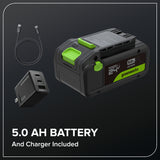 24V 14" Brushless Lawn Mower, 5.0Ah Battery and 65W Type-C Charger Included