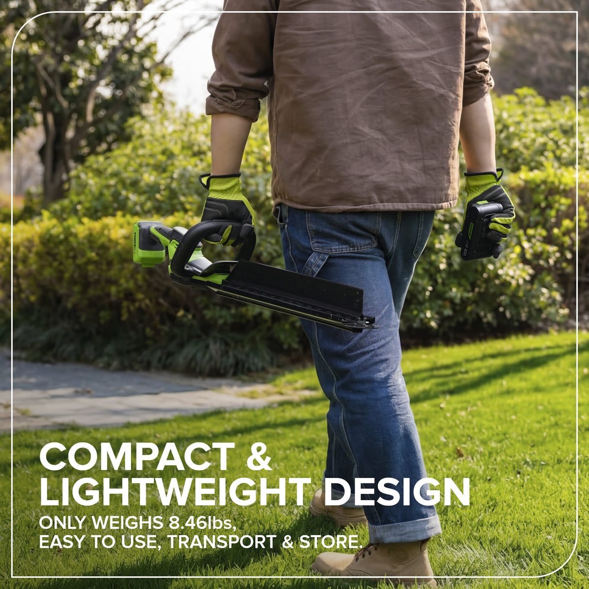 24V 20" Brushless Hedge Trimmer, 2.0Ah Battery and 30W Charger Included