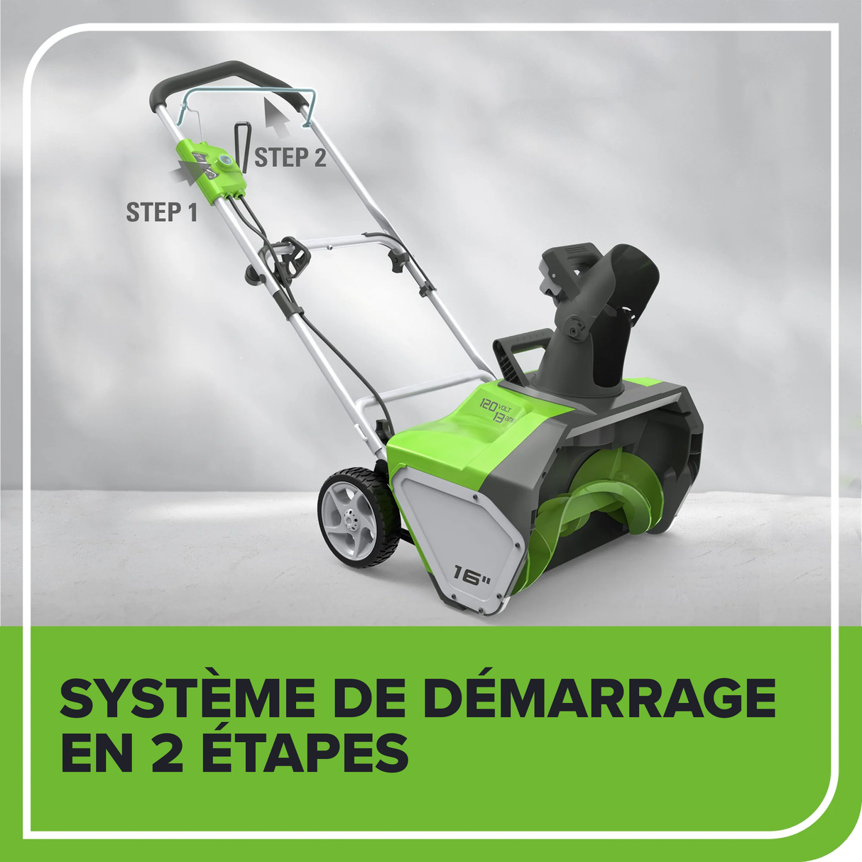 Souffleuse à neige électrique Greenworks de 10 A, 16 pouces