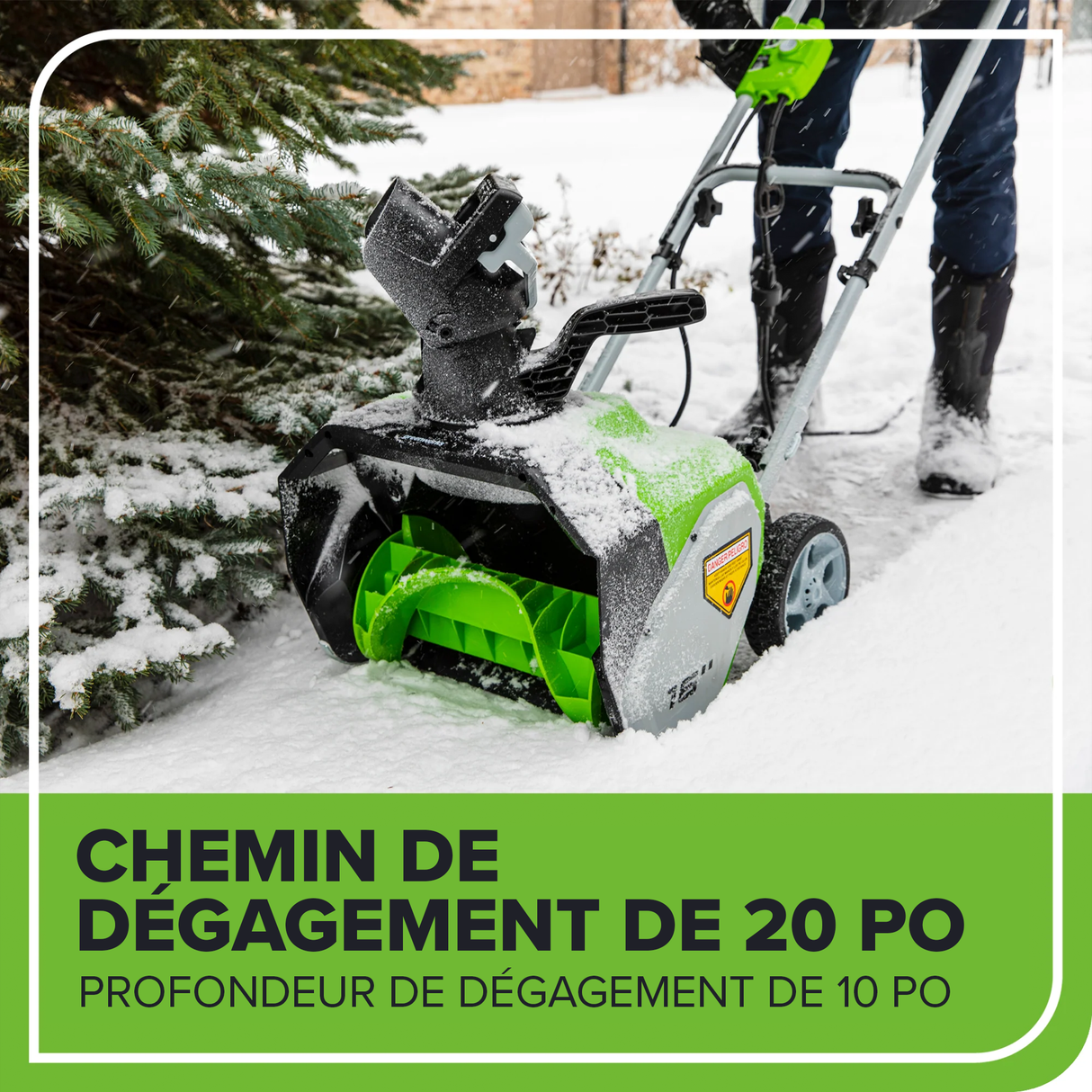 Souffleuse à neige électrique Greenworks de 10 A, 16 pouces