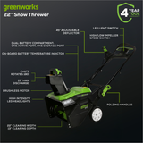 80V 22" Snow Thrower, 4.0Ah Battery and Rapid Charger Included