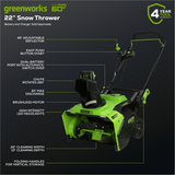 60V 22" Brushless Snow Thrower (Tool Only)