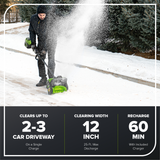 Greenworks 80V 12" Brushless Snow Shovel, 2.0Ah Battery and Charger Included