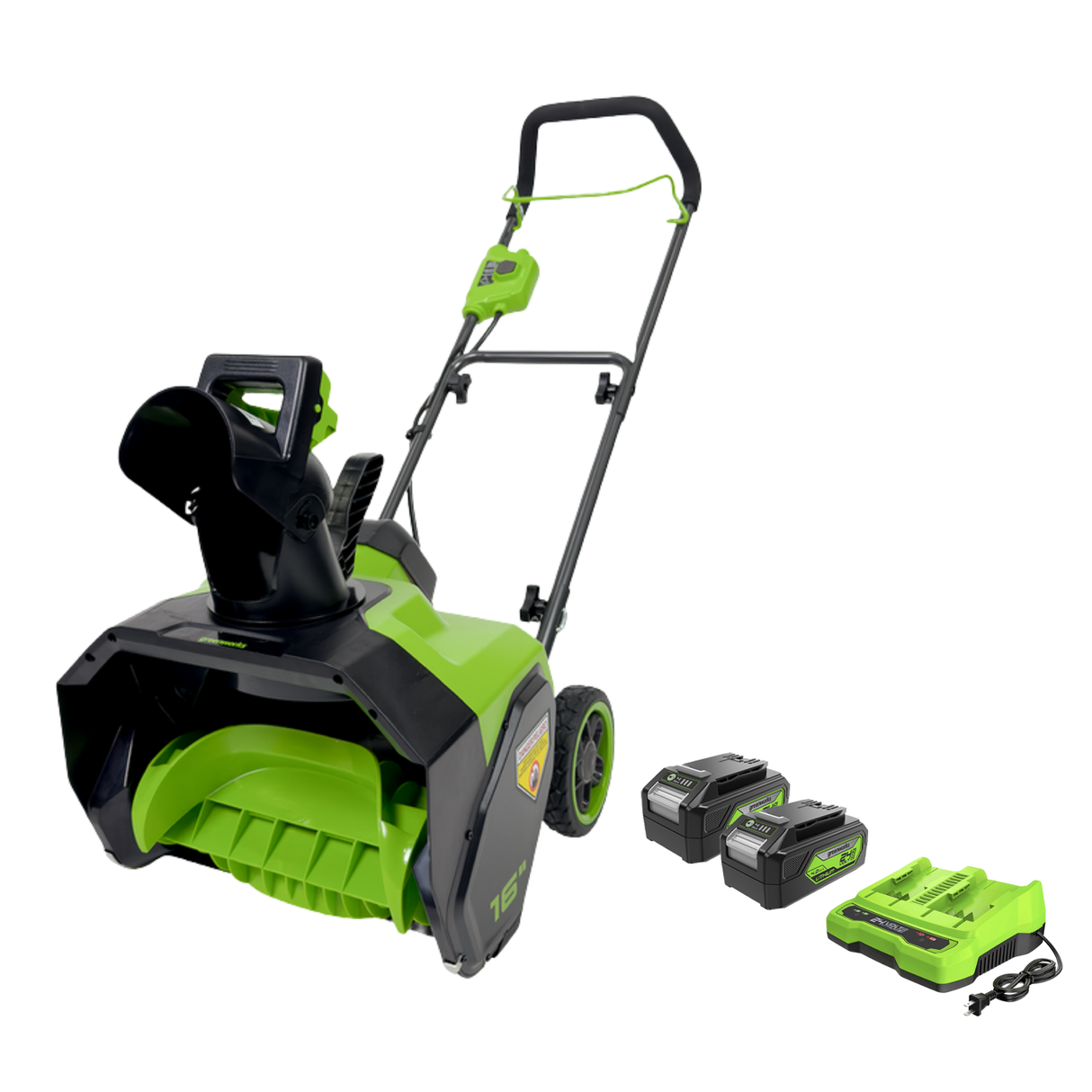 48V (24V x 2) 16" Cordless Snow Thrower, (2) 4.0Ah Batteries & 4A Dual Rapid Charger Included