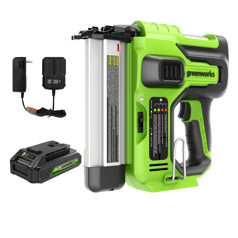 24V 18 Gauge Brad Nailer, 2.0Ah Battery and Charger Included 