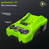 Greenworks 24V Battery Combo Kit with (2) 4Ah USB Batteries and 2 Amp Charger