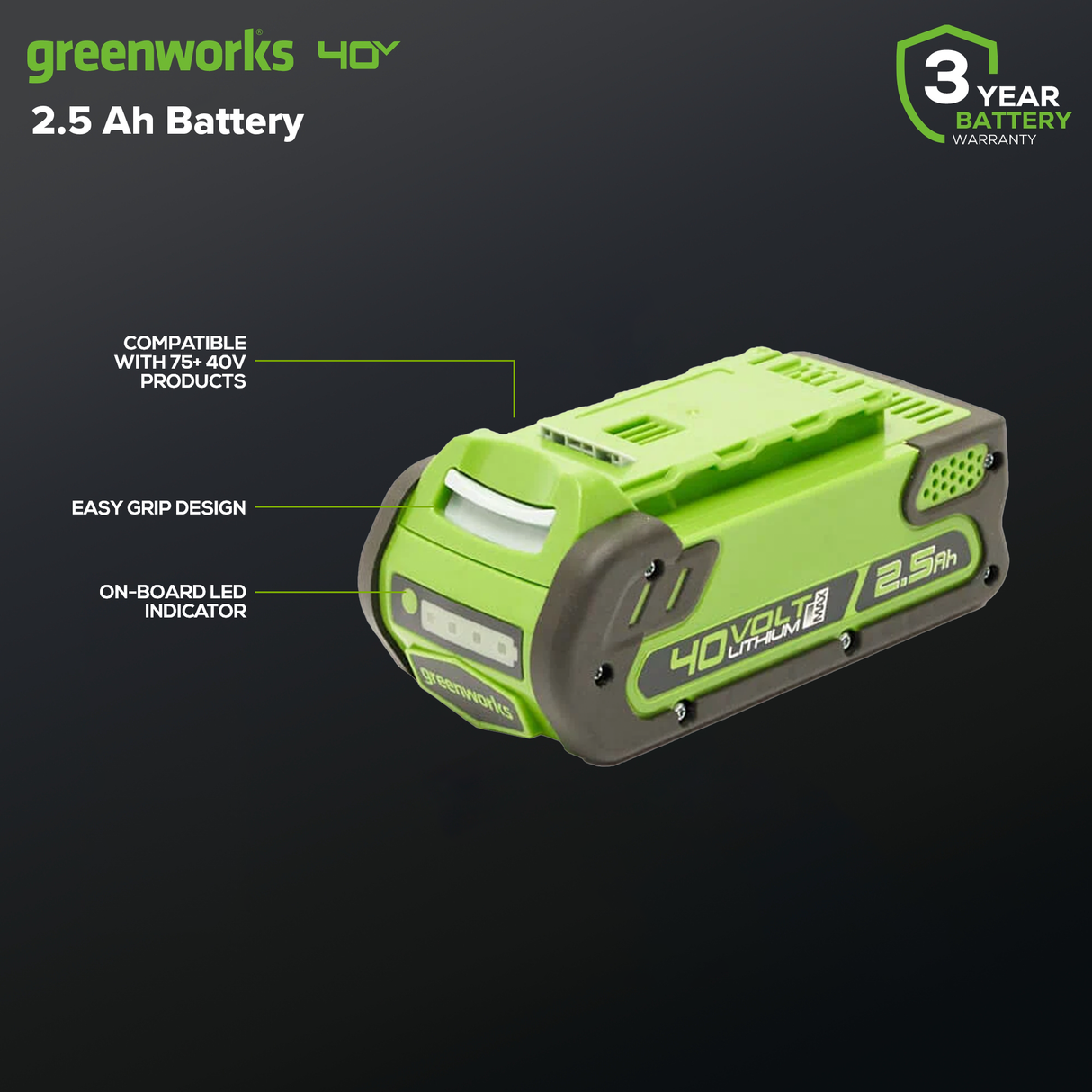 40V 2.5Ah Lithium-Ion Battery