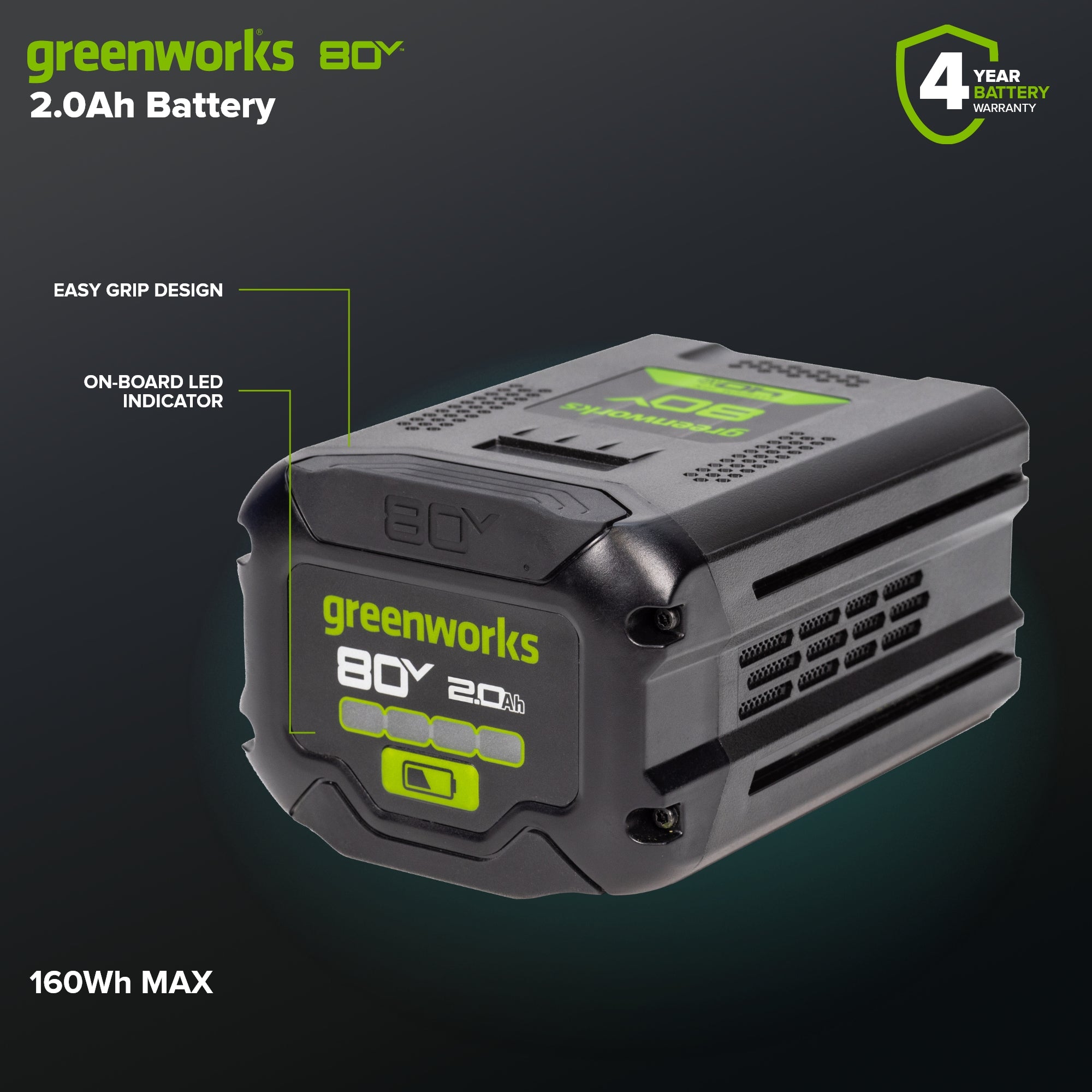 80V Gen II 2.0Ah Lithium-ion Battery – Greenworks Tools Canada Inc.