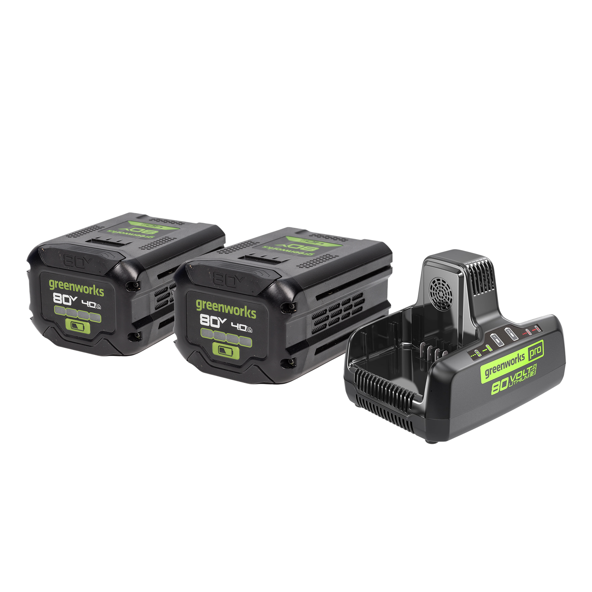 80V (2) 4.0Ah Batteries & Dual Port Charger Combo Kit – Greenworks