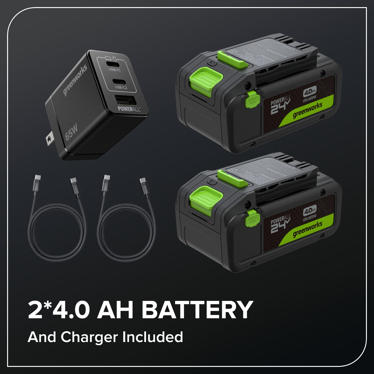 48V (24V X 2) 15" Cordless Battery Dethatcher/Scarifier, (2) 4.0Ah Batteries and 65W Charger Included