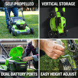 Greenworks 40V 20" Self-Propelled Lawn Mower, 5.0Ah Battery and Charger Included