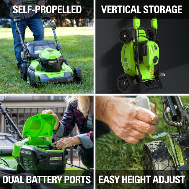 Greenworks 40V 20" Self-Propelled Lawn Mower, 5.0Ah Battery and Charge ...