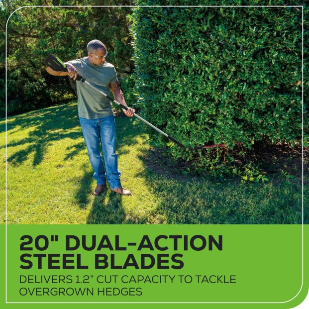 80V 20" Pole Hedge Trimmer, 2.0Ah Battery and Charger Included