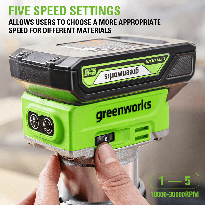 24V Brushless Compact Router, 2.0Ah Battery and Charger Included