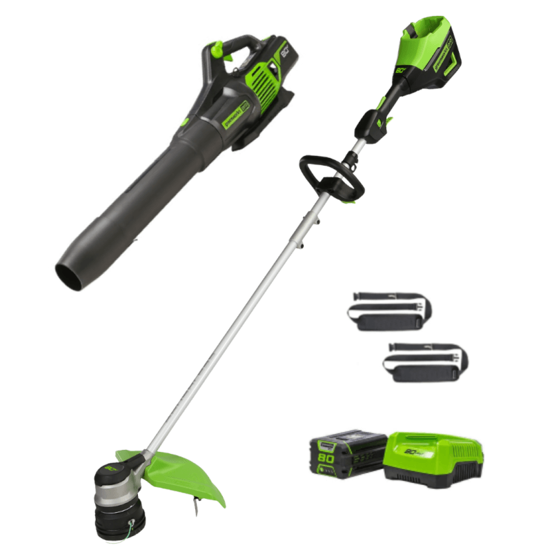 80V Blower & 16" String Trimmer Combo, 2.0Ah Battery and Charger Included