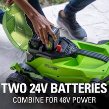 将图片加载到图库查看器，48V (2 x 24V) 14&quot; Lawn Mower, (2) 4.0Ah Battery and Charger

